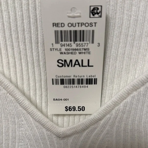 INC International Concepts White Fitted Ribbed Top - Picture 4 of 8